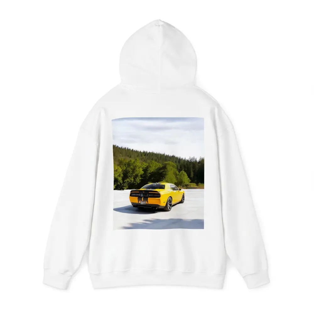 Dodge Challenger SRT Yellow Forest Background – Hoodies