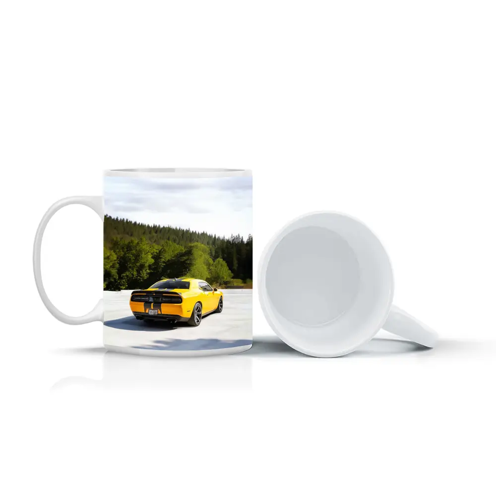 Dodge Challenger SRT Yellow Forest Background – Mugs