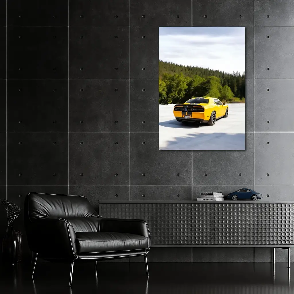 Dodge Challenger SRT Yellow Forest Background – Wall Art
