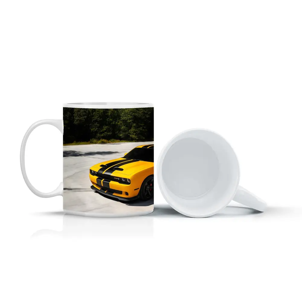 Dodge Challenger SRT Yellow Black Stripes Forest – Mugs