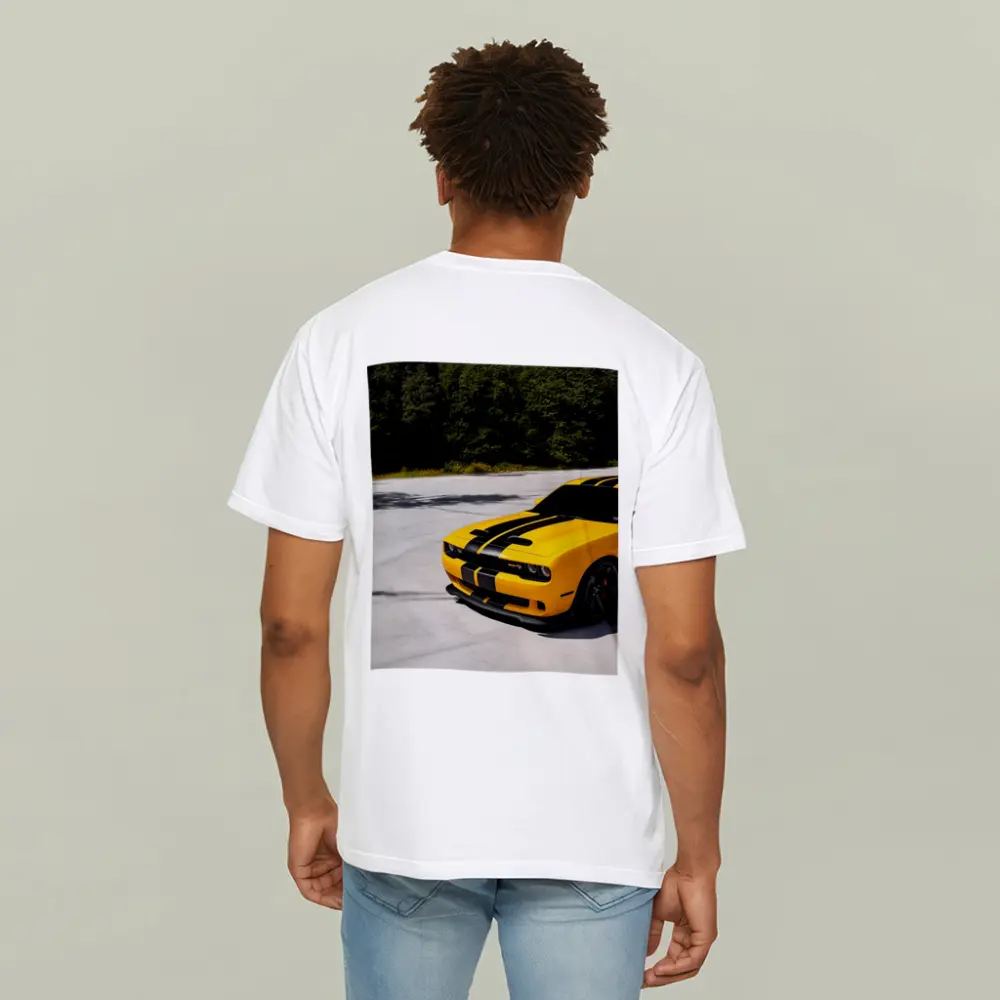 Dodge Challenger SRT Yellow Black Stripes Forest – T-Shirts