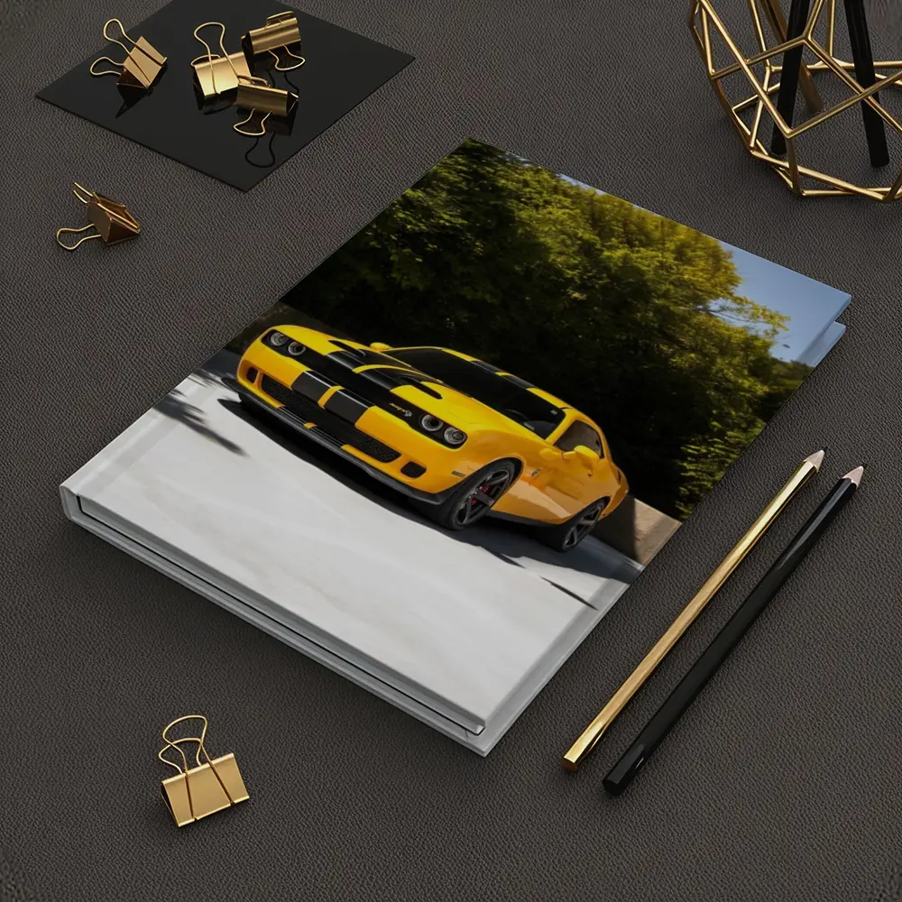 Dodge Challenger SRT Yellow Muscle Car Outdoors – Notebooks