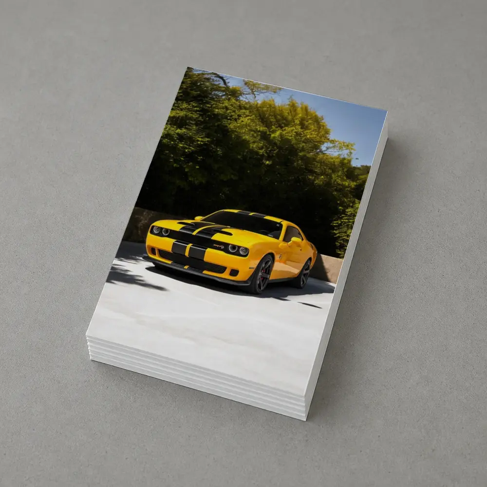 Dodge Challenger SRT Yellow Muscle Car Outdoors – Postcards