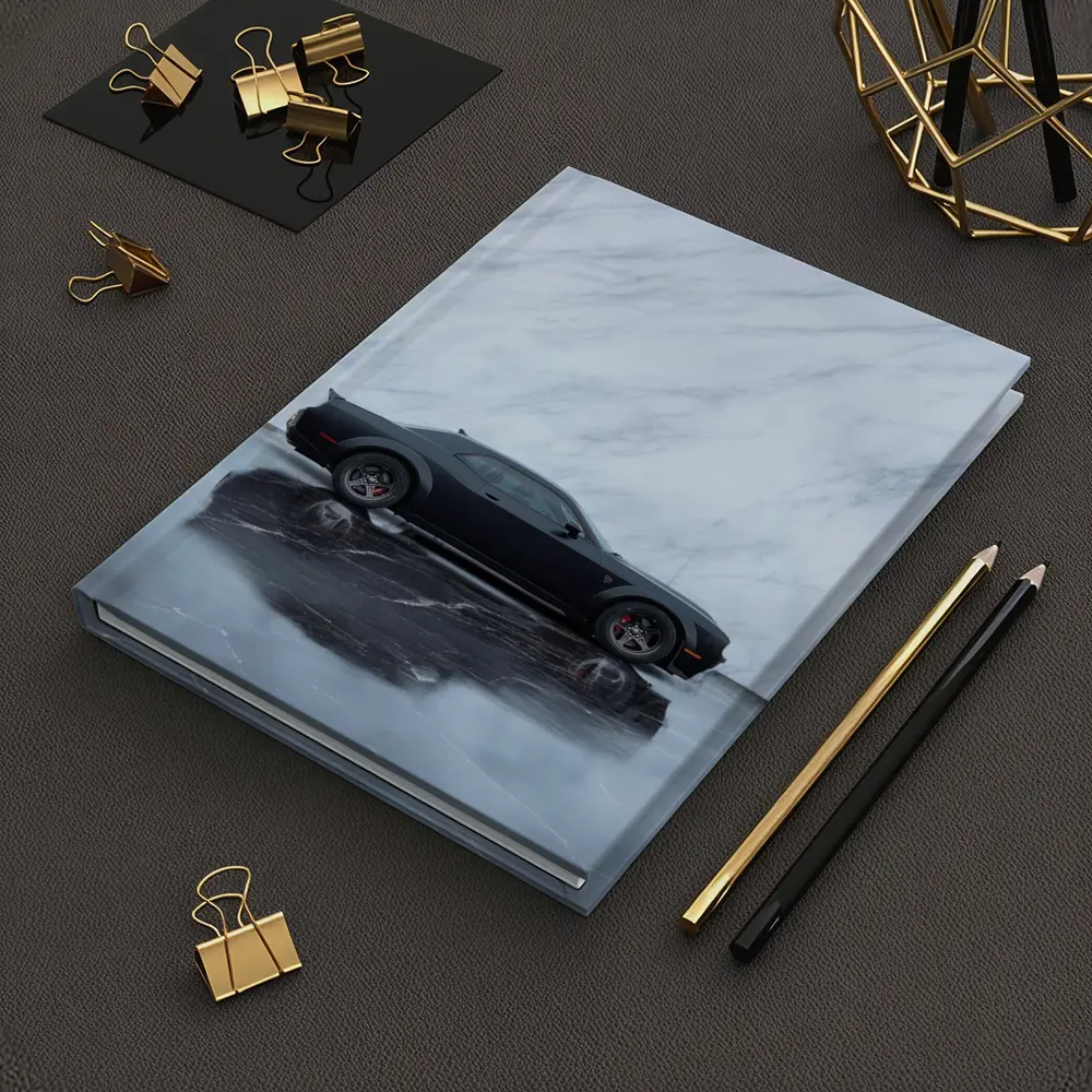 Dodge Challenger Hellcat Black Marble Background – Notebooks