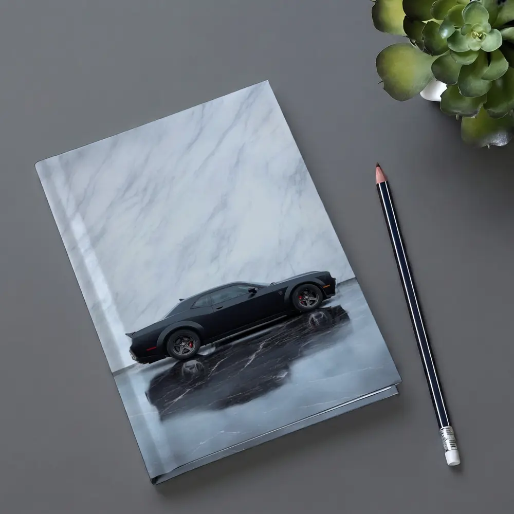 Dodge Challenger Hellcat Black Marble Background – Notebooks