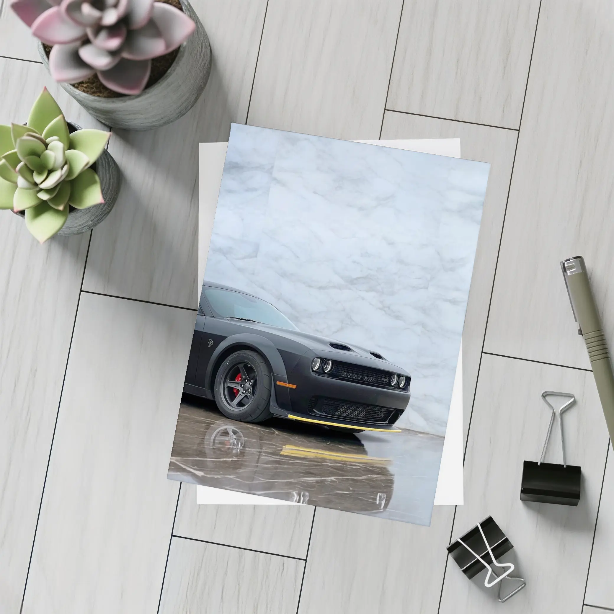 Dodge Challenger Hellcat Matte Black Marble – Postcards