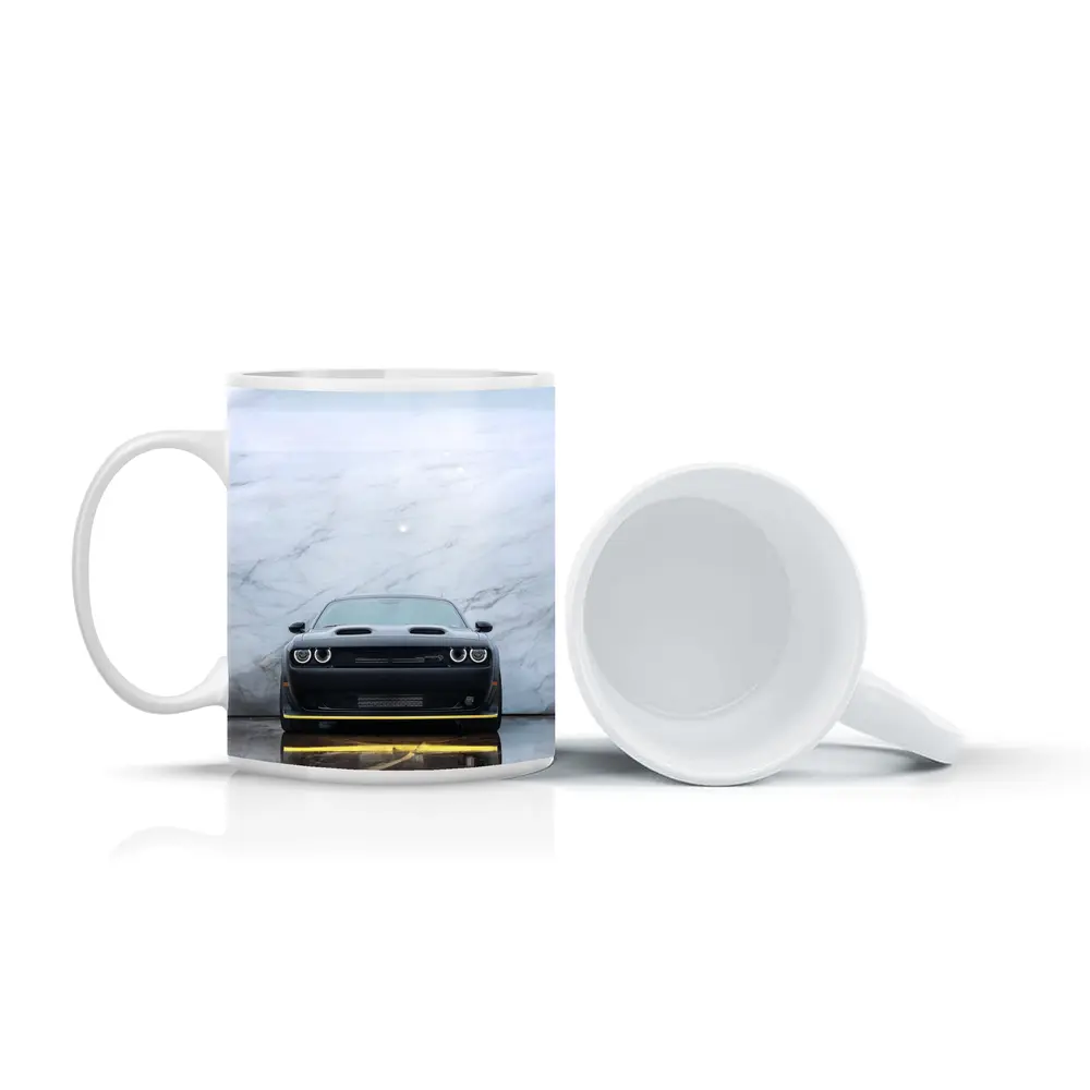 Dodge Challenger Front View Marble Background – Mugs
