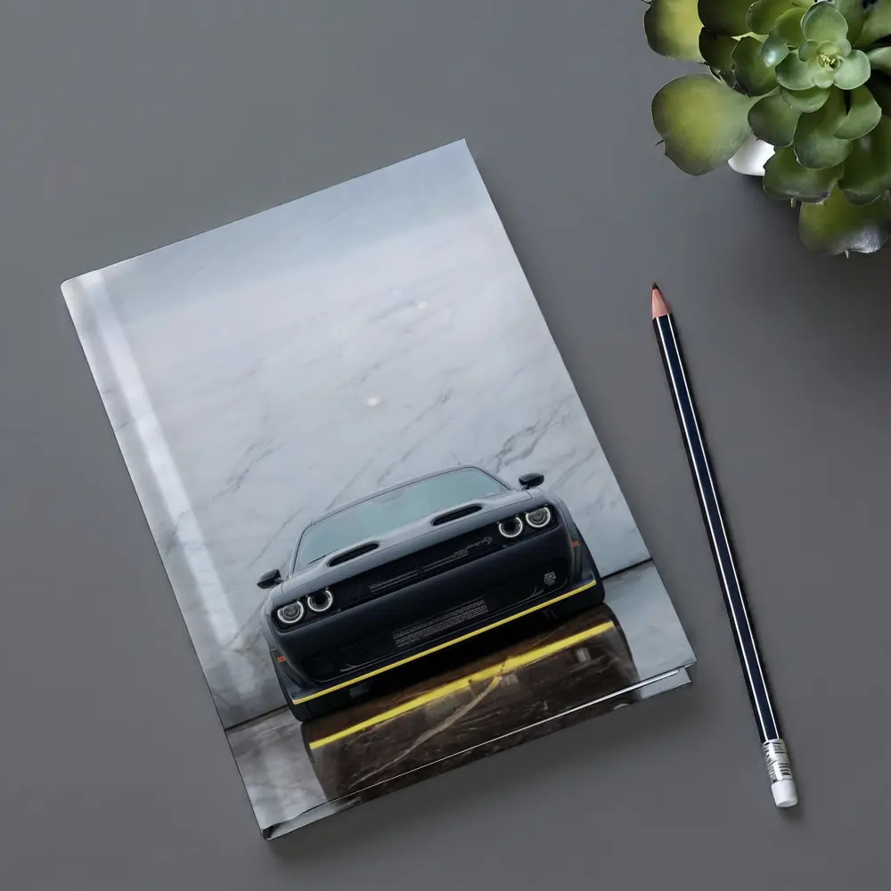 Dodge Challenger Front View Marble Background – Notebooks