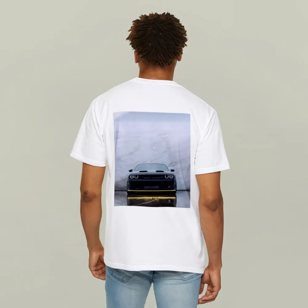 Dodge Challenger Front View Marble Background – T-Shirts