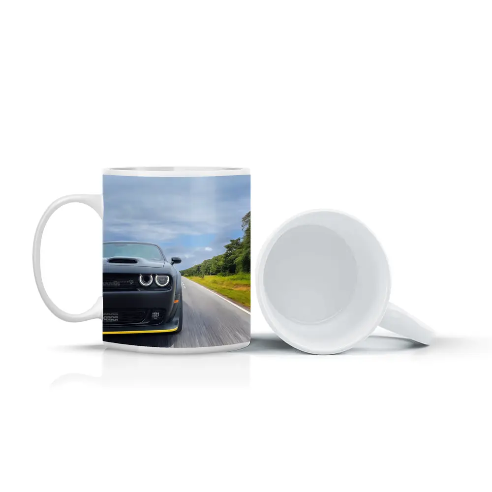Dodge Challenger Hellcat Speeding Open Road – Mugs