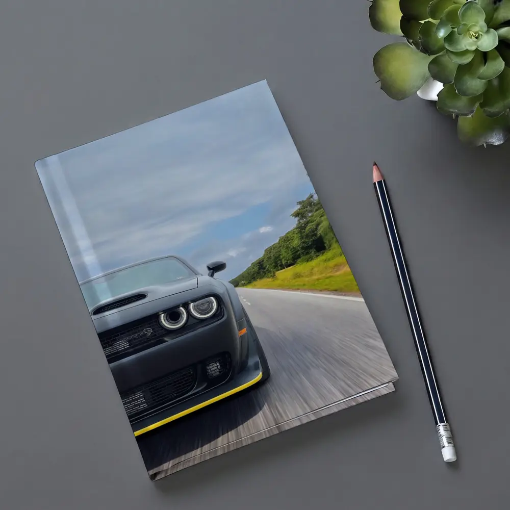 Dodge Challenger Hellcat Speeding Open Road – Notebooks