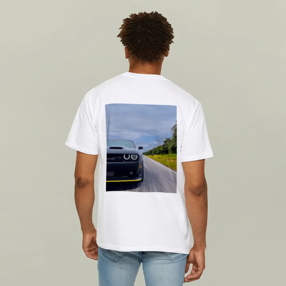 Dodge Challenger Hellcat Speeding Open Road – T-Shirts