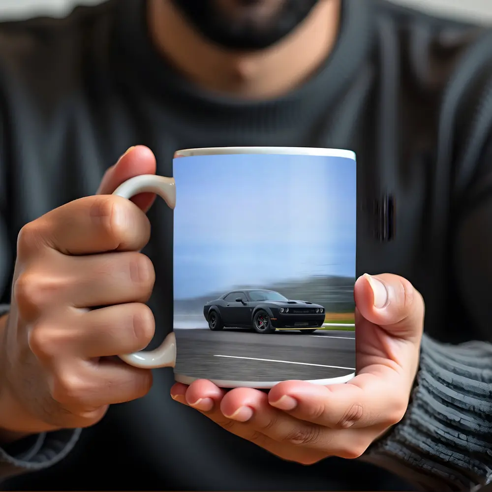 Dodge Challenger Hellcat Drifting On Track – Mugs