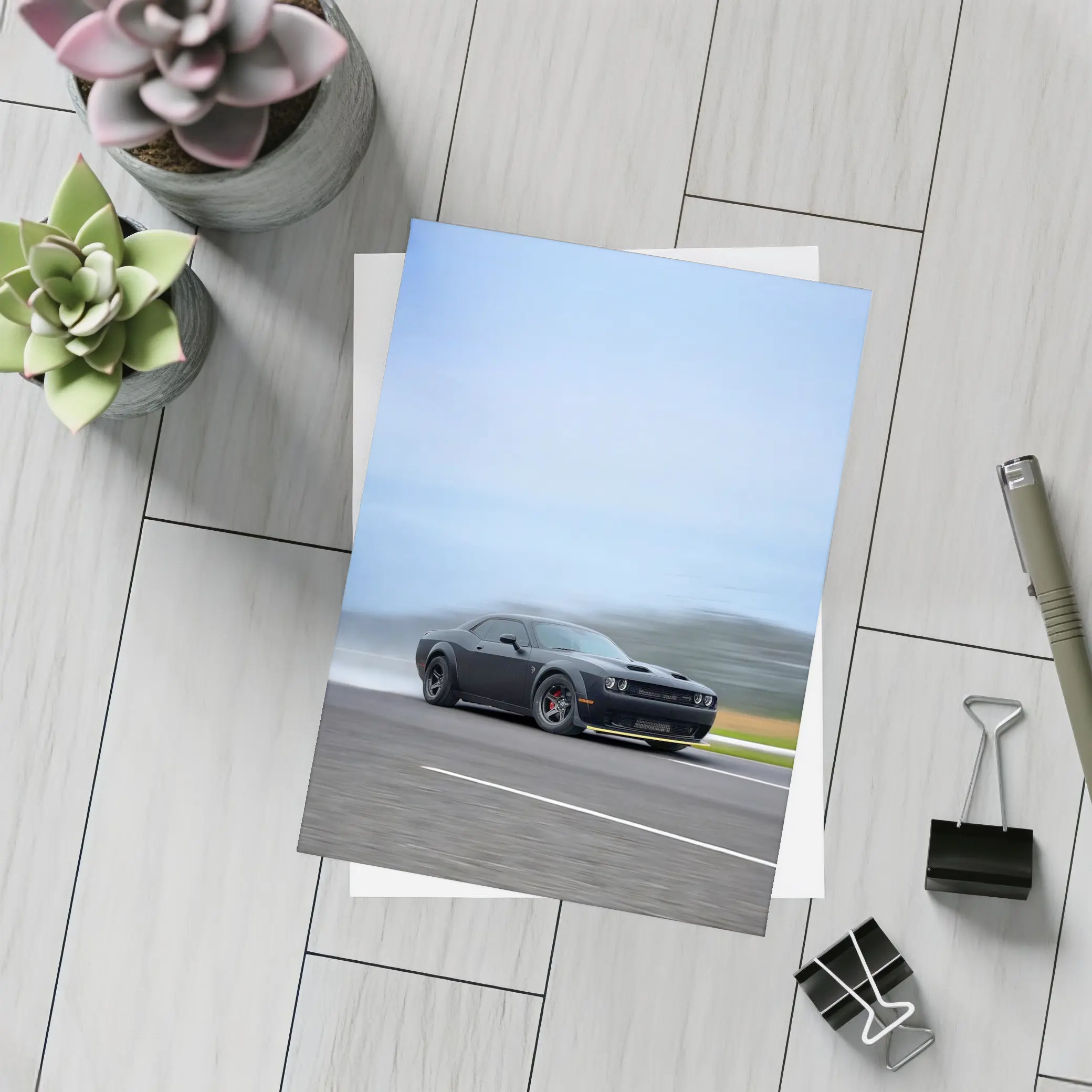 Dodge Challenger Hellcat Drifting On Track – Postcards