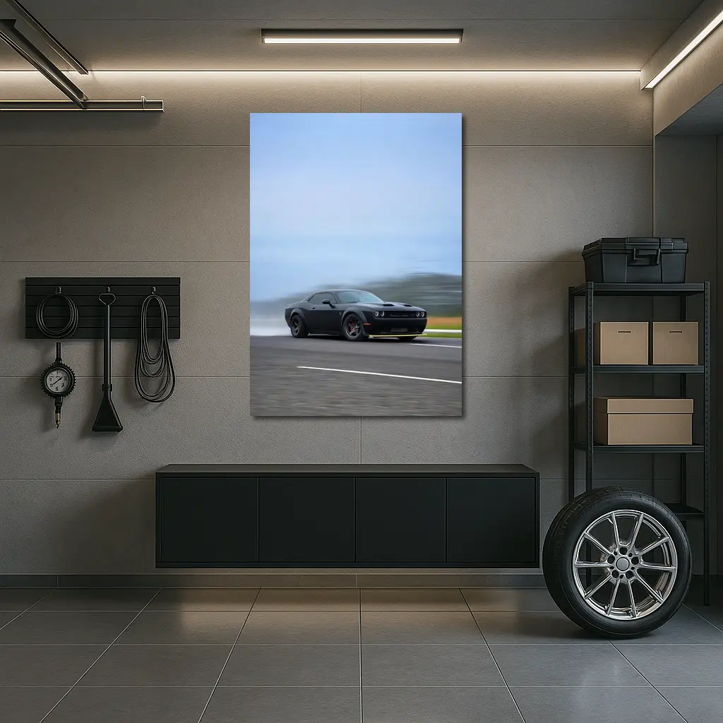 Dodge Challenger Hellcat Drifting On Track – Wall Art