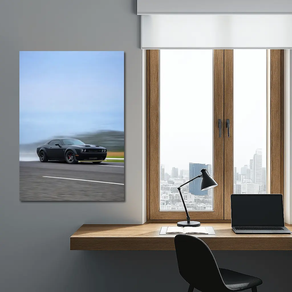 Dodge Challenger Hellcat Drifting On Track – Wall Art