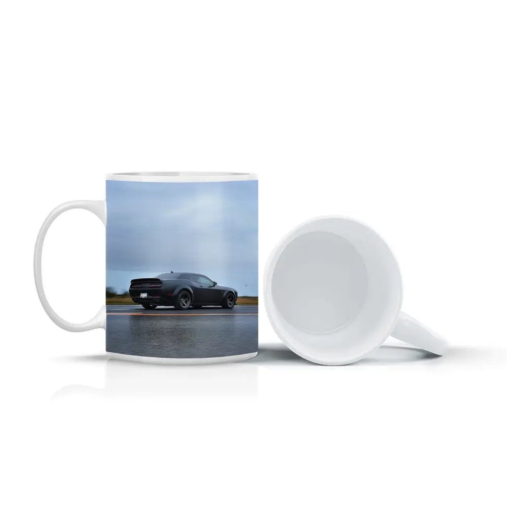 Dodge Challenger Demon Matte Black Wet Road – Mugs