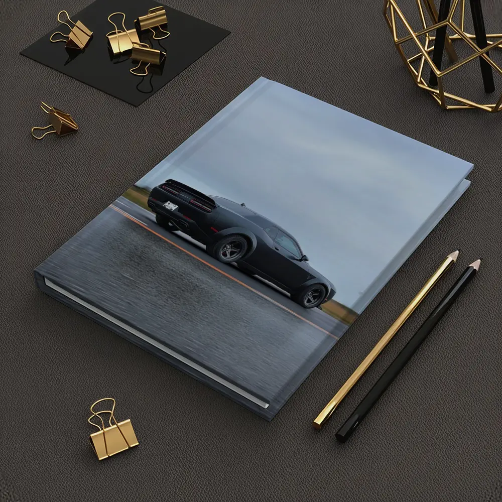 Dodge Challenger Demon Matte Black Wet Road – Notebooks