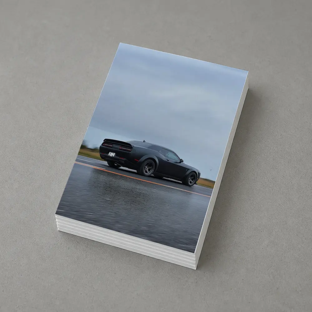 Dodge Challenger Demon Matte Black Wet Road – Postcards