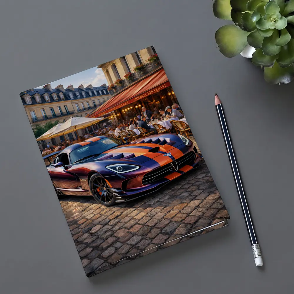 Dodge Viper Parked Outside Paris Cafe – Notebooks