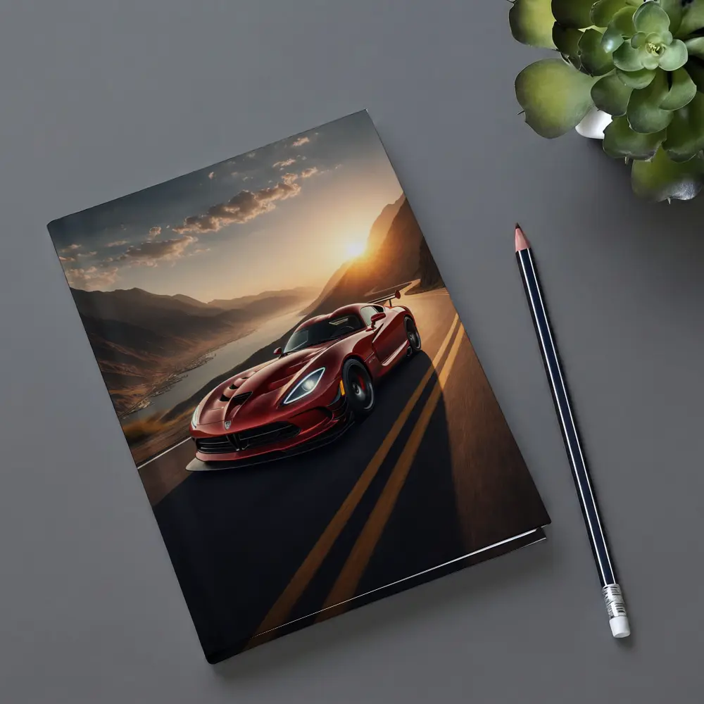 Dodge Viper Driving Mountain Road At Sunset – Notebooks