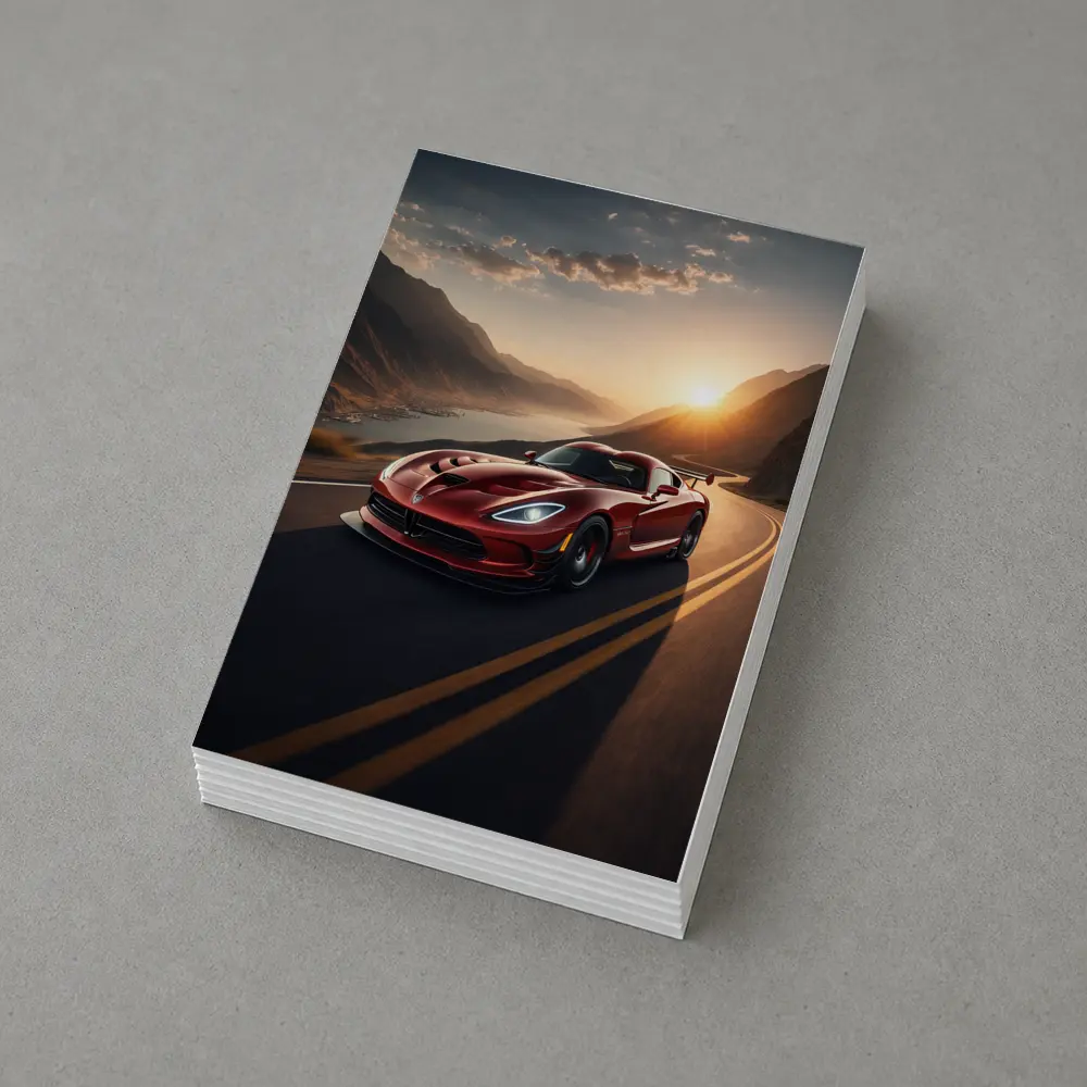 Dodge Viper Driving Mountain Road At Sunset – Postcards