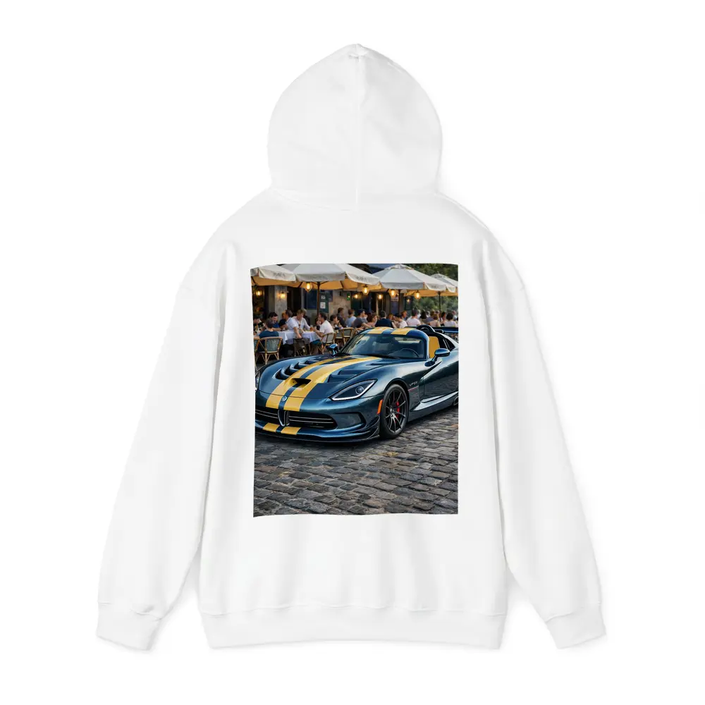 Dodge Viper Blue Yellow Stripes Cobblestone Street – Hoodies