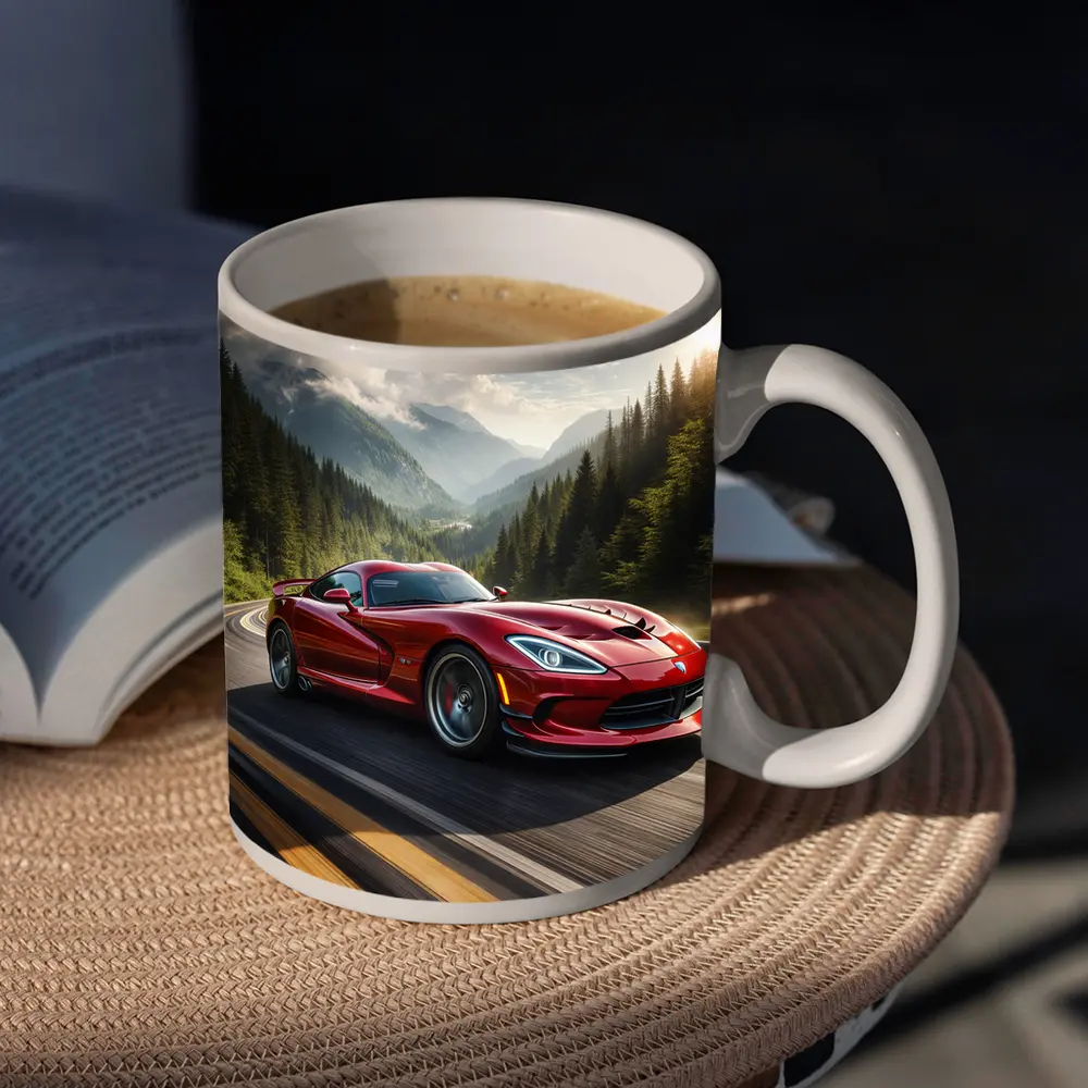 Dodge Viper Red Sports Car Mountain Road – Mugs