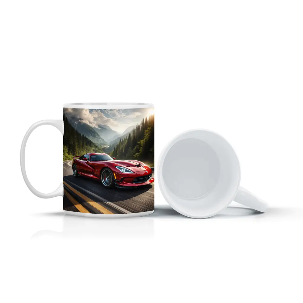 Dodge Viper Red Sports Car Mountain Road – Mugs