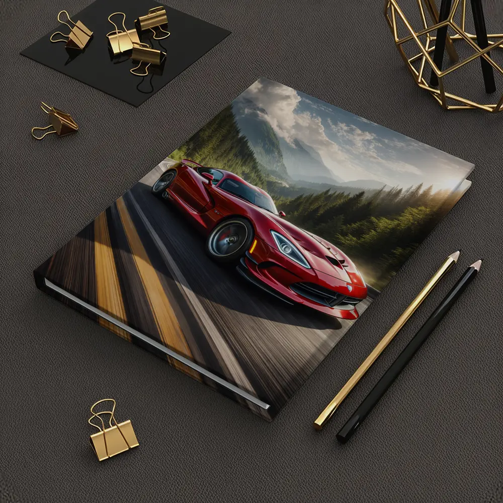 Dodge Viper Red Sports Car Mountain Road – Notebooks