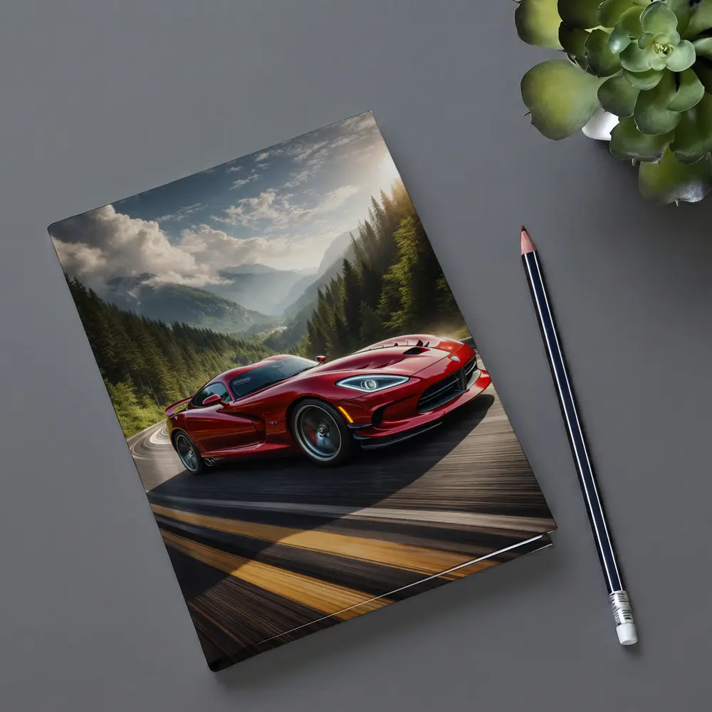 Dodge Viper Red Sports Car Mountain Road – Notebooks