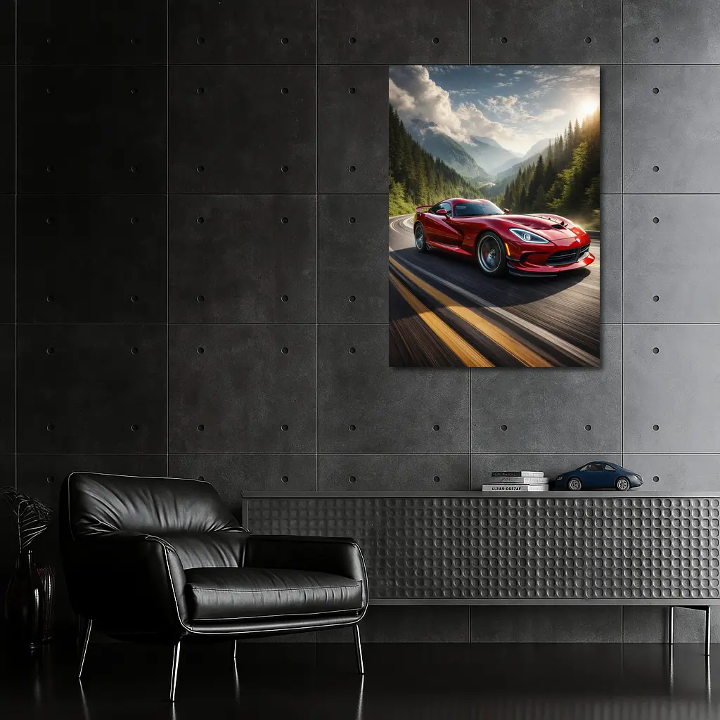 Dodge Viper Red Sports Car Mountain Road – Wall Art
