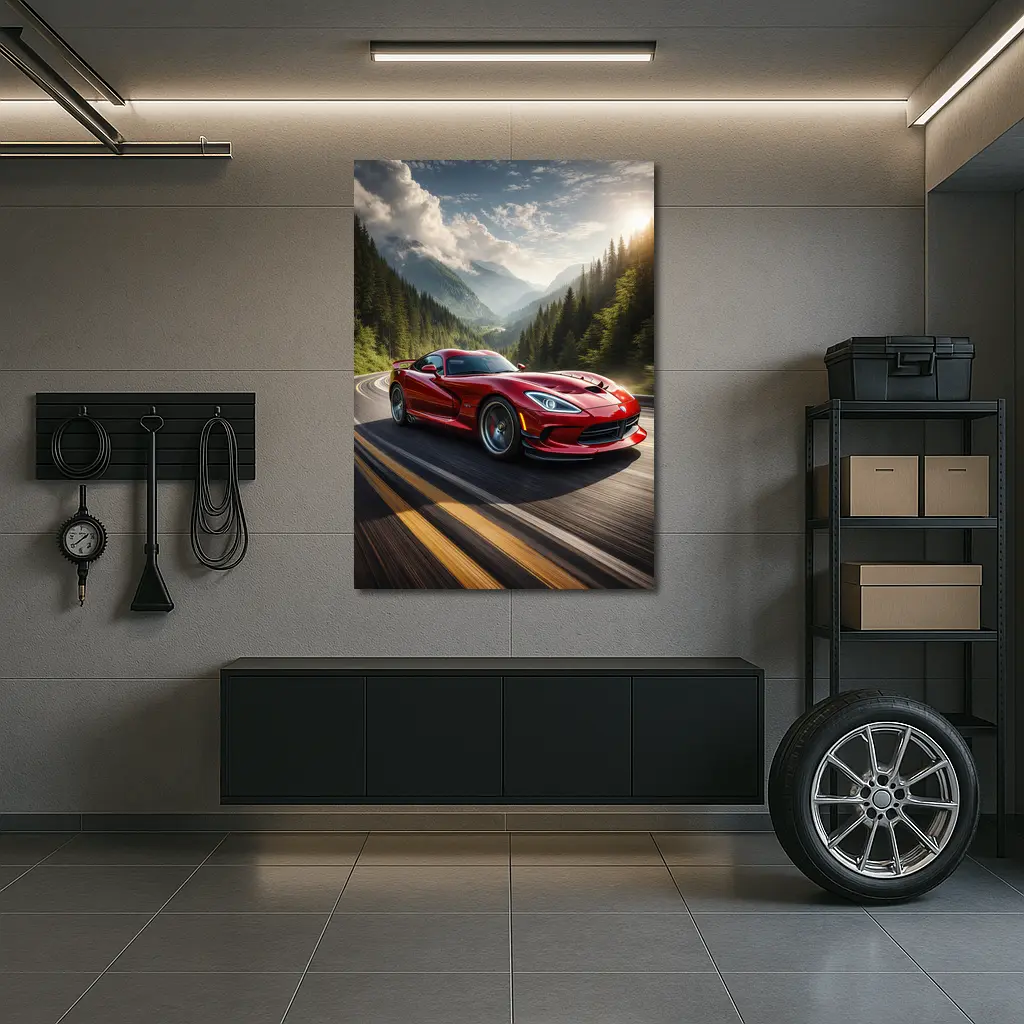 Dodge Viper Red Sports Car Mountain Road – Wall Art
