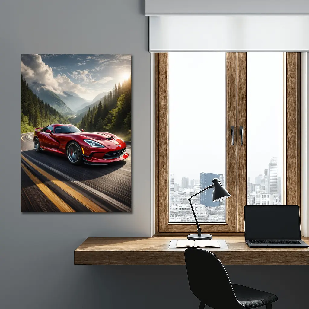 Dodge Viper Red Sports Car Mountain Road – Wall Art