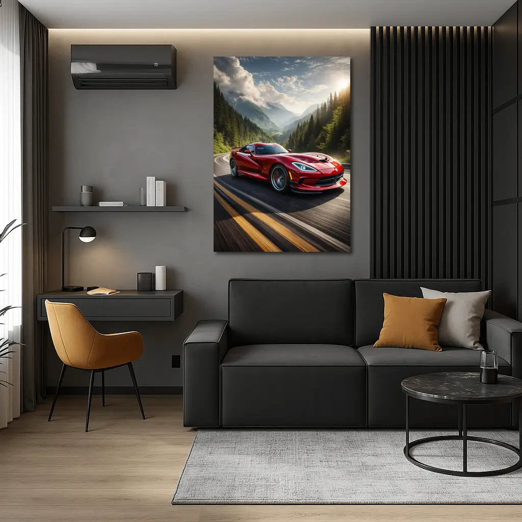 Dodge Viper Red Sports Car Mountain Road – Wall Art