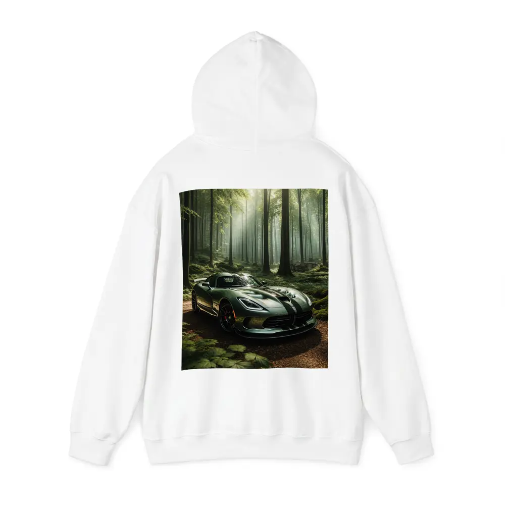 Dodge Viper Parked Deep Forest Setting – Hoodies
