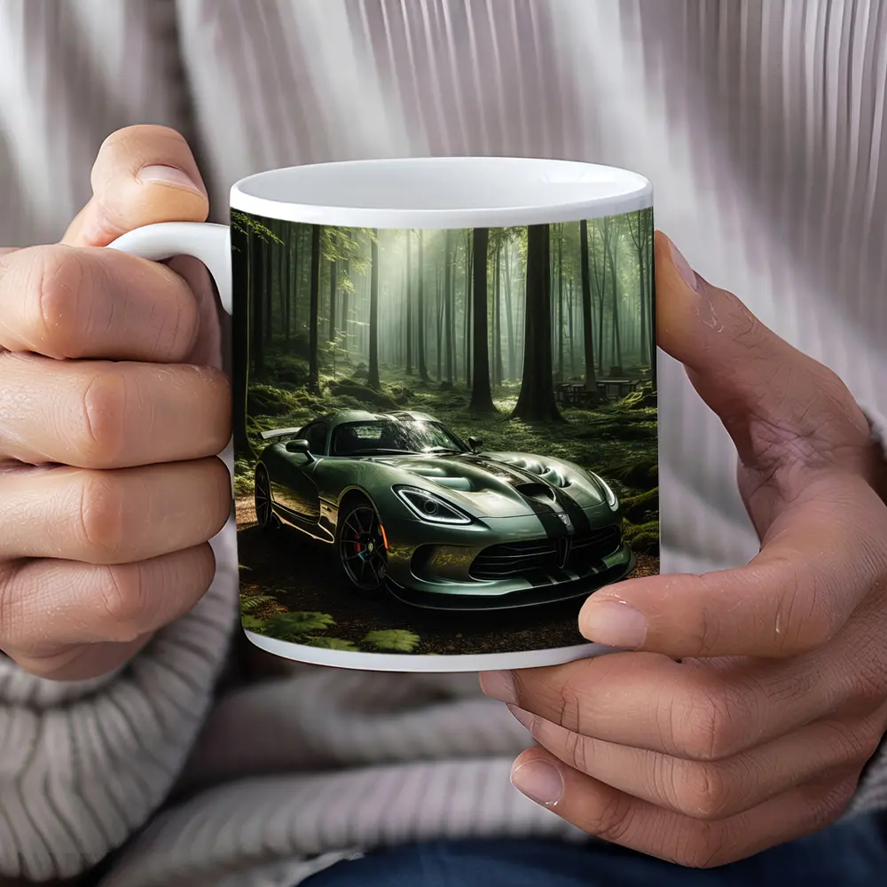 Dodge Viper Parked Deep Forest Setting – Mugs