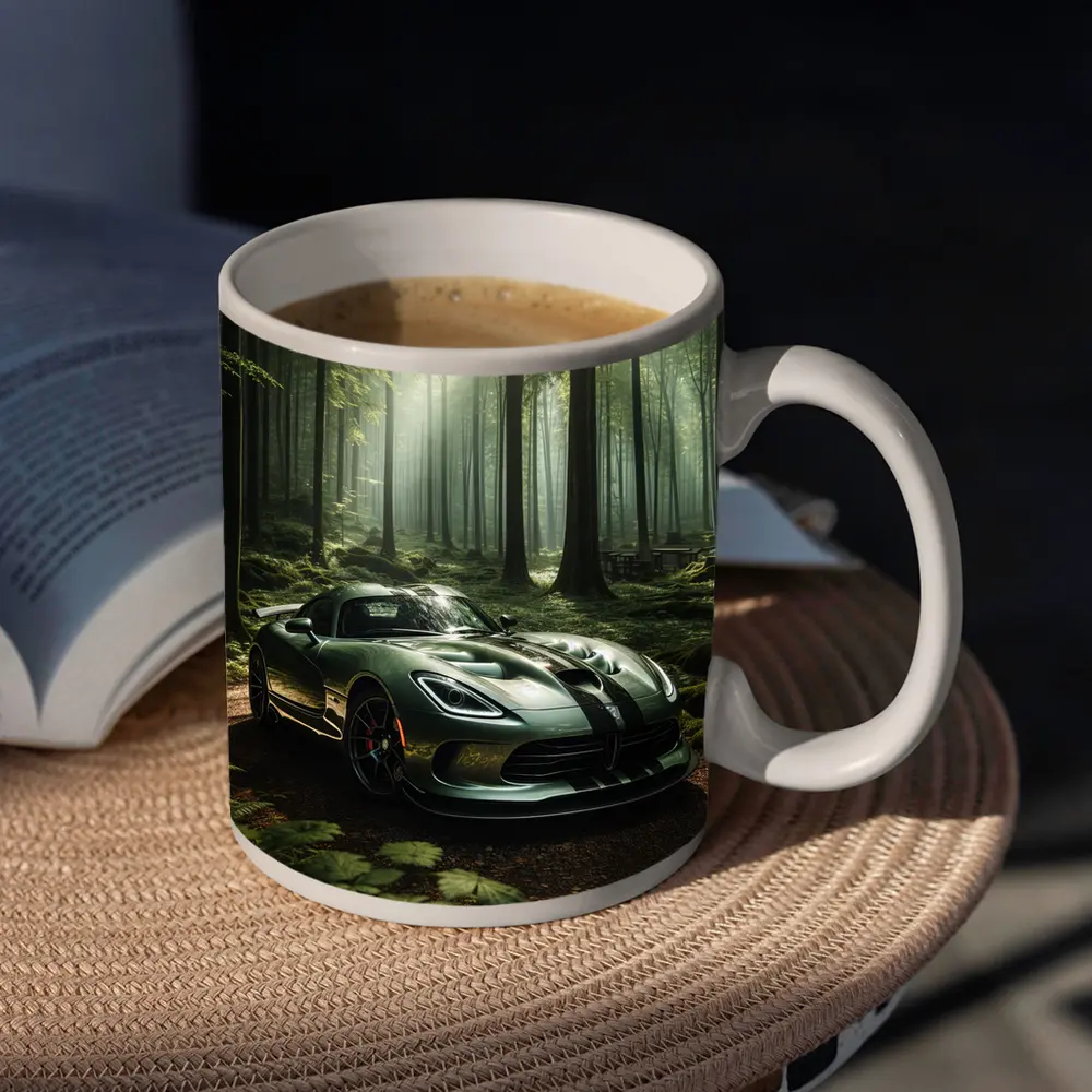 Dodge Viper Parked Deep Forest Setting – Mugs