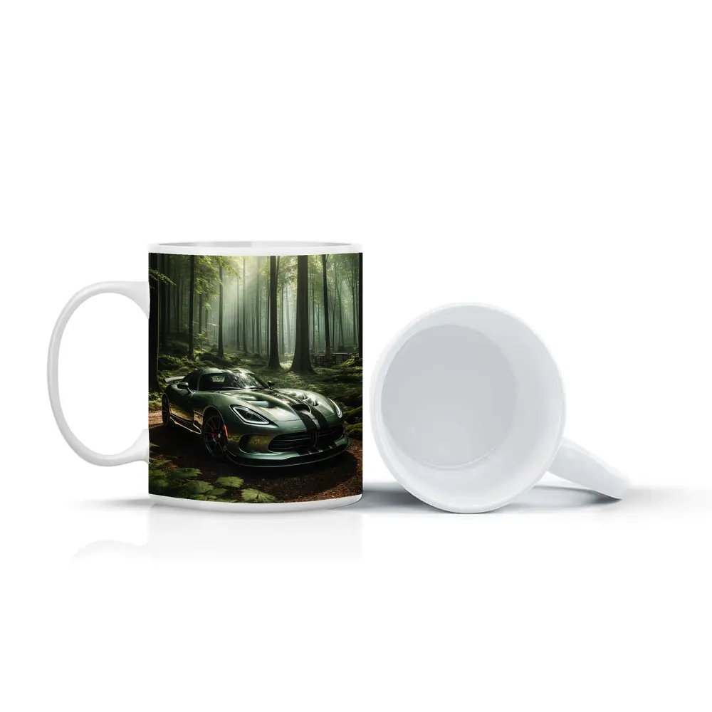 Dodge Viper Parked Deep Forest Setting – Mugs