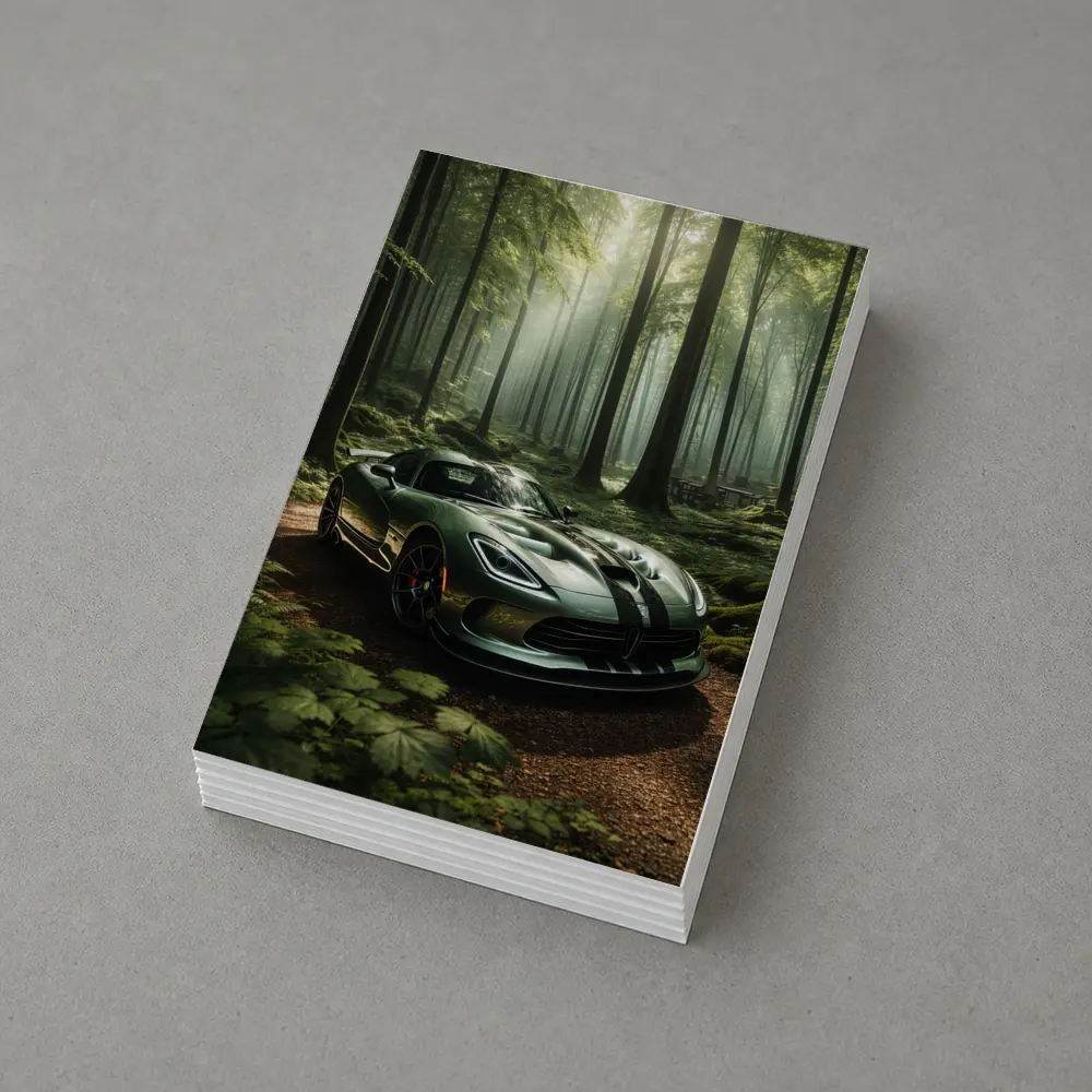 Dodge Viper Parked Deep Forest Setting – Postcards