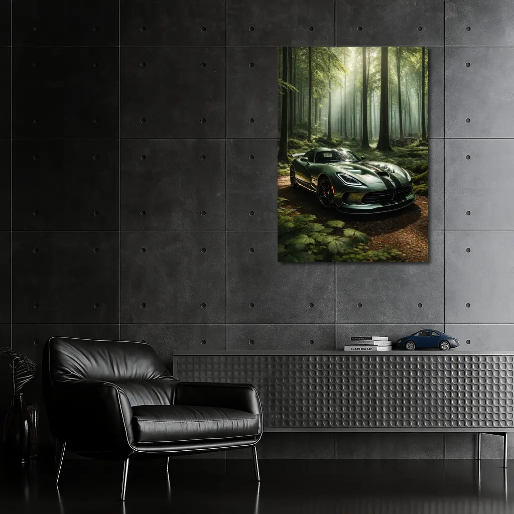 Dodge Viper Parked Deep Forest Setting – Wall Art