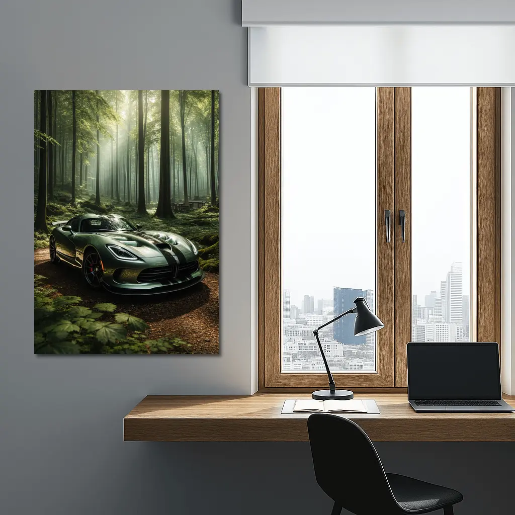 Dodge Viper Parked Deep Forest Setting – Wall Art