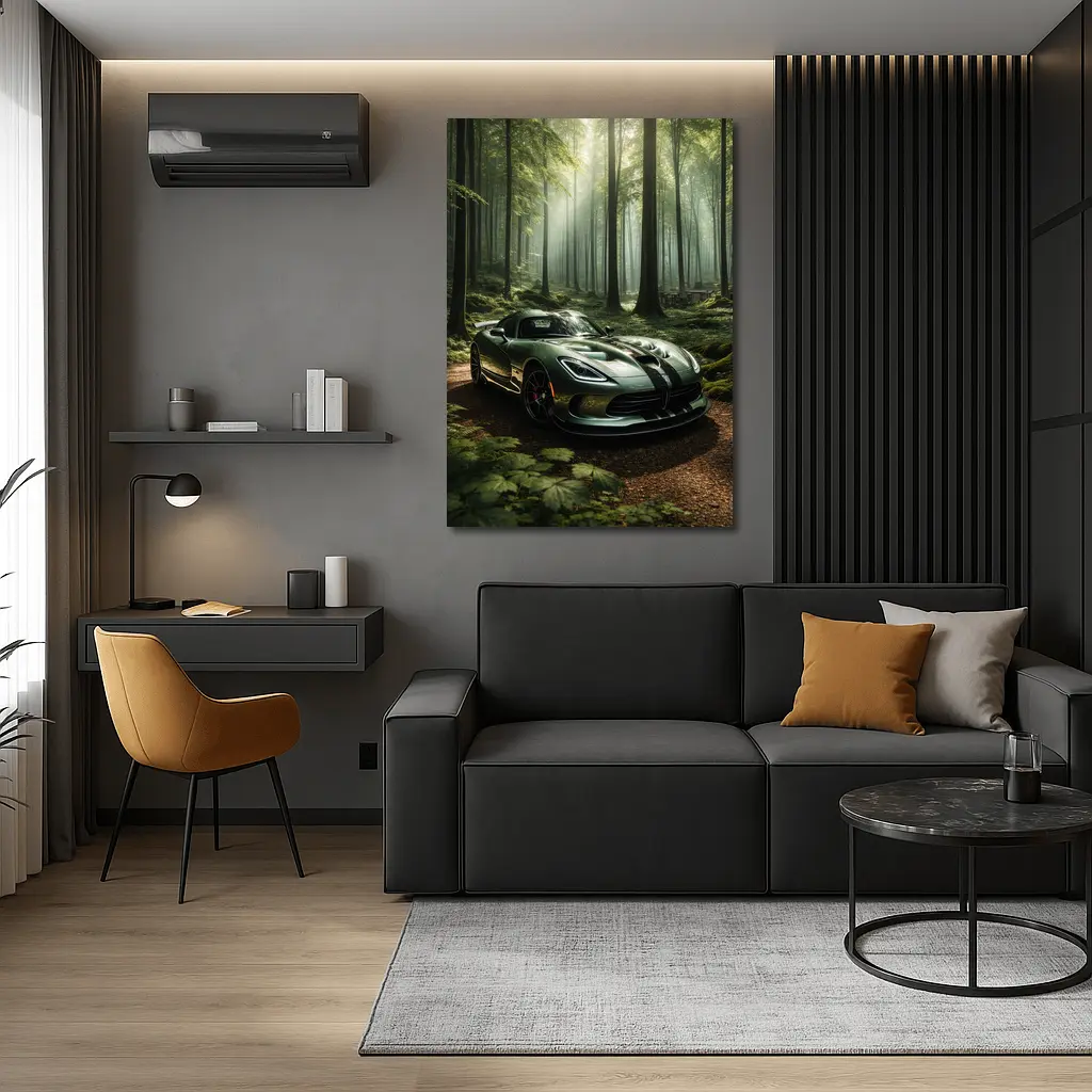 Dodge Viper Parked Deep Forest Setting – Wall Art