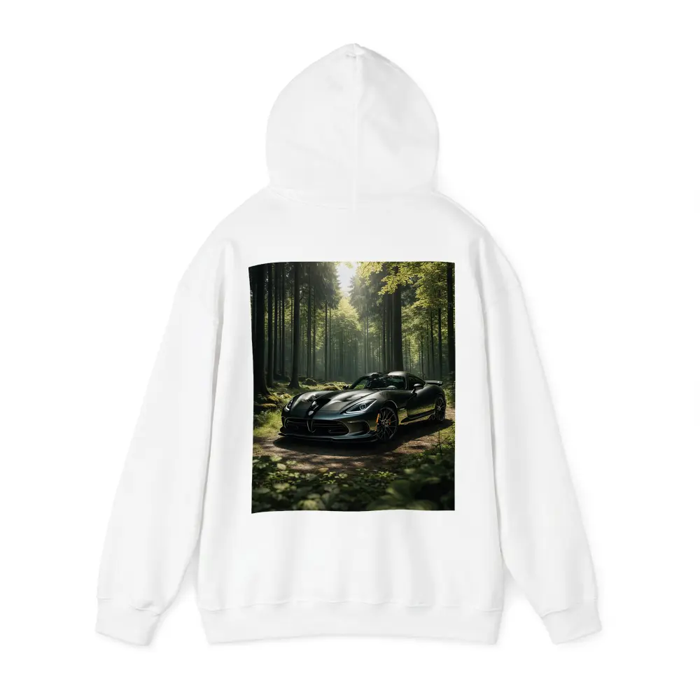 Dodge Viper Parked Deep Forest Setting – Hoodies