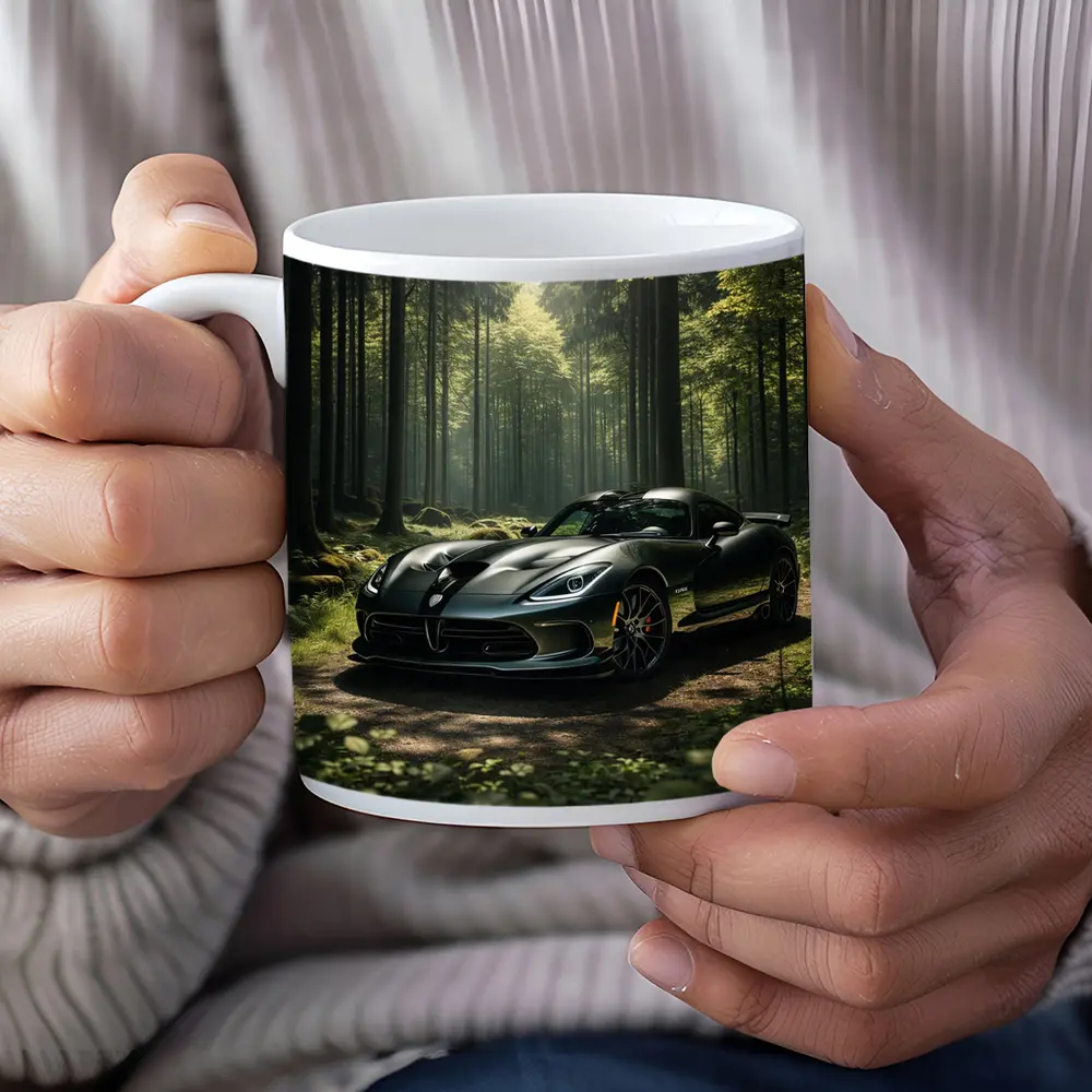 Dodge Viper Parked Deep Forest Setting – Mugs
