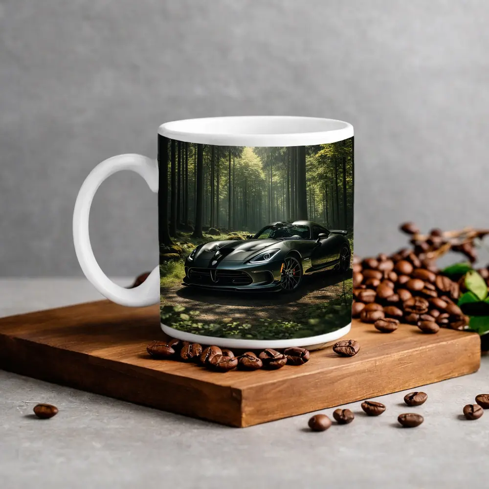 Dodge Viper Parked Deep Forest Setting – Mugs