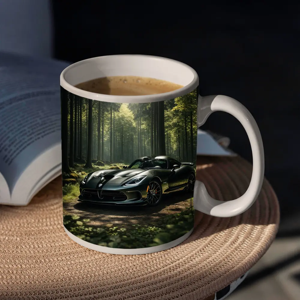 Dodge Viper Parked Deep Forest Setting – Mugs