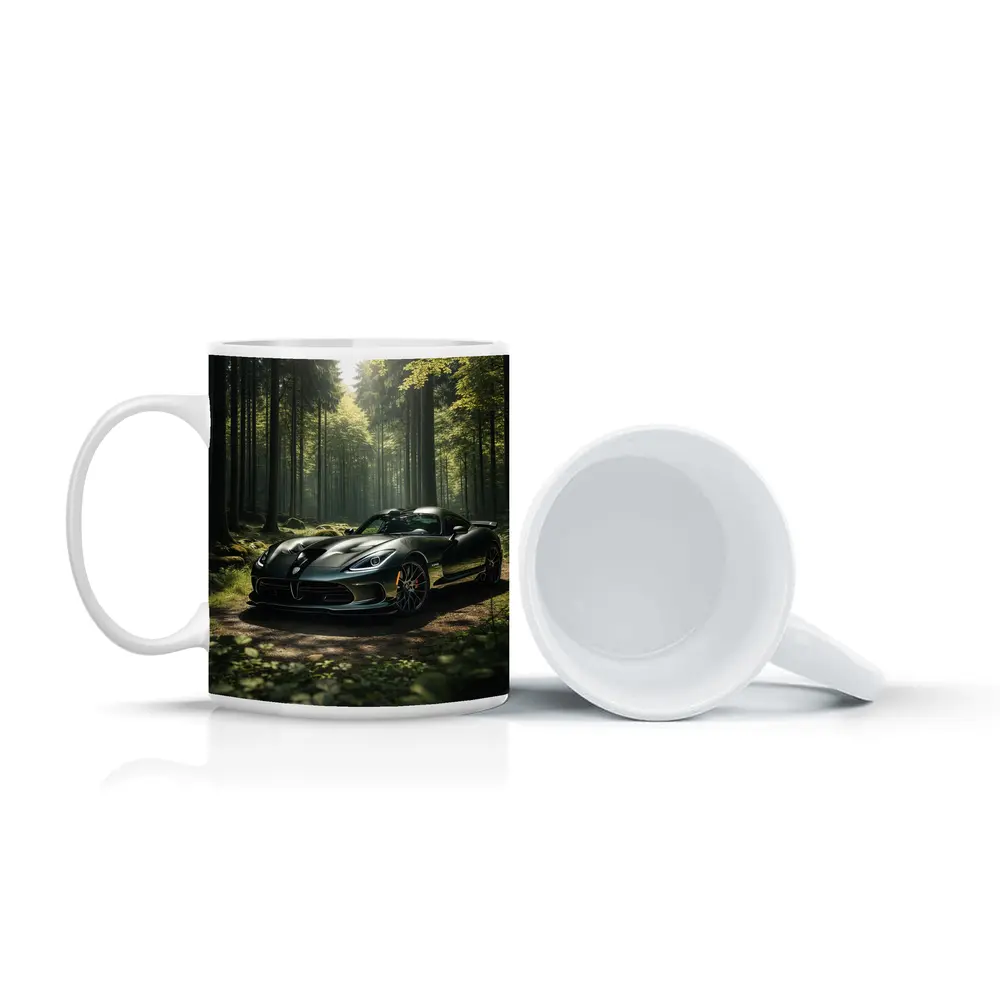 Dodge Viper Parked Deep Forest Setting – Mugs
