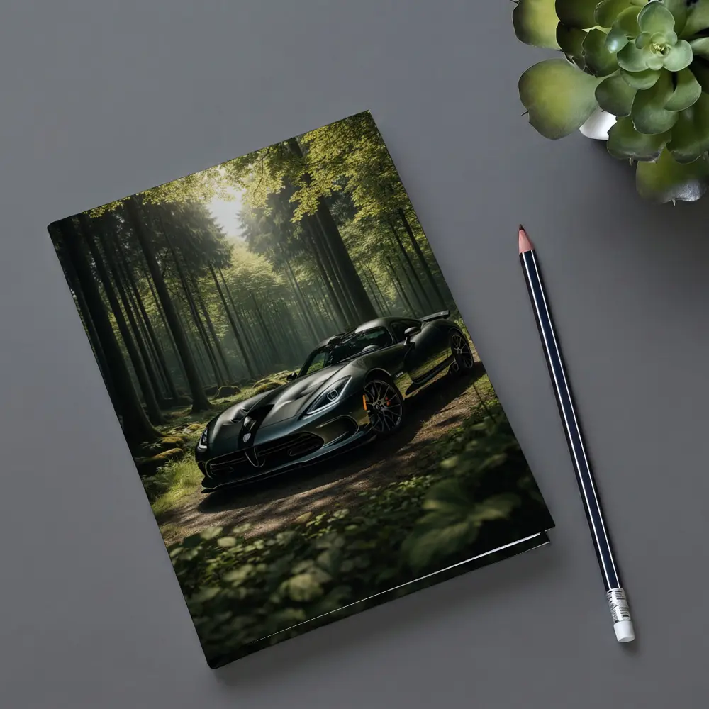 Dodge Viper Parked Deep Forest Setting – Notebooks