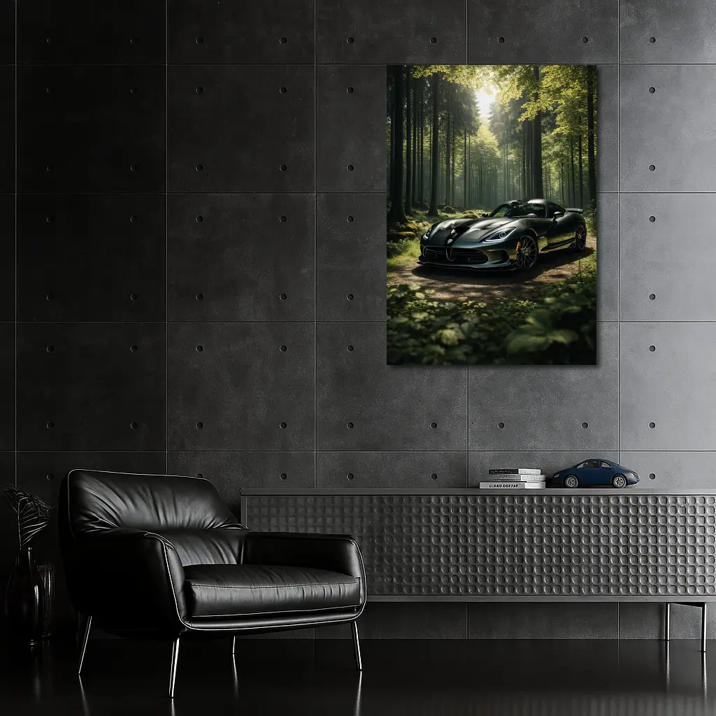 Dodge Viper Parked Deep Forest Setting – Wall Art